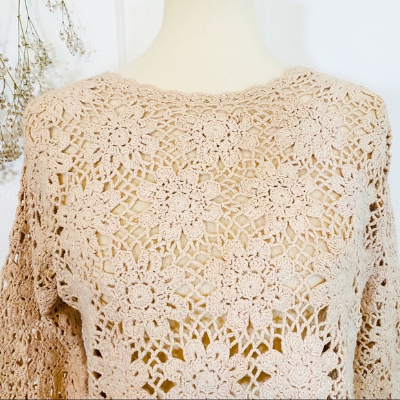 VINTAGE Crochet Cropped Sweater - Picture 2 of 9